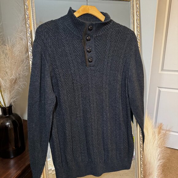 Haggar Dark Blue Ribbed Men's Knit Sweater – Size Large - Perfect Condition - Picture 6 of 8